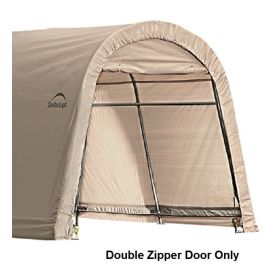 ShelterLogic 10W x 8H Round Replacement Double Zipper Door Only 9oz Tan   2EE015