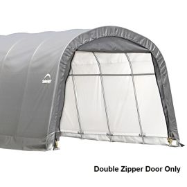 ShelterLogic 12W x 8H Round Replacement Double Zipper Door Only 14.5oz Grey-3Yr Mfr Prorated Warranty   2M1013