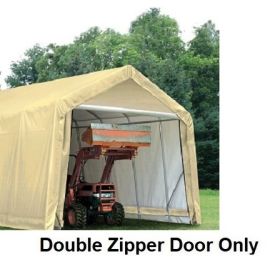 ShelterLogic 13W x 10H Peak Replacement Double Zipper Door Only 9oz Tan   1E1035