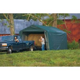 ShelterLogic 13W x 20L x 10H Peak 14.5oz Green Portable Garage