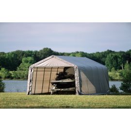 ShelterLogic 13W x 28L x 10H Peak 9oz Grey Portable Garage