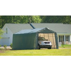 ShelterLogic 13W x 20L x 10H Peak 21.5oz Green Portable Garage