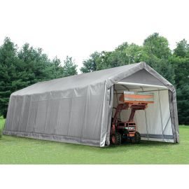 ShelterLogic 15W x 52L x 12H Peak 9oz Grey Portable Garage
