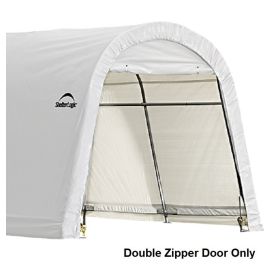 ShelterLogic 8W x 8H Round Replacement Double Zipper Door Only 21.5oz White-3Yr Mfr Prorated Warranty   2YD016
